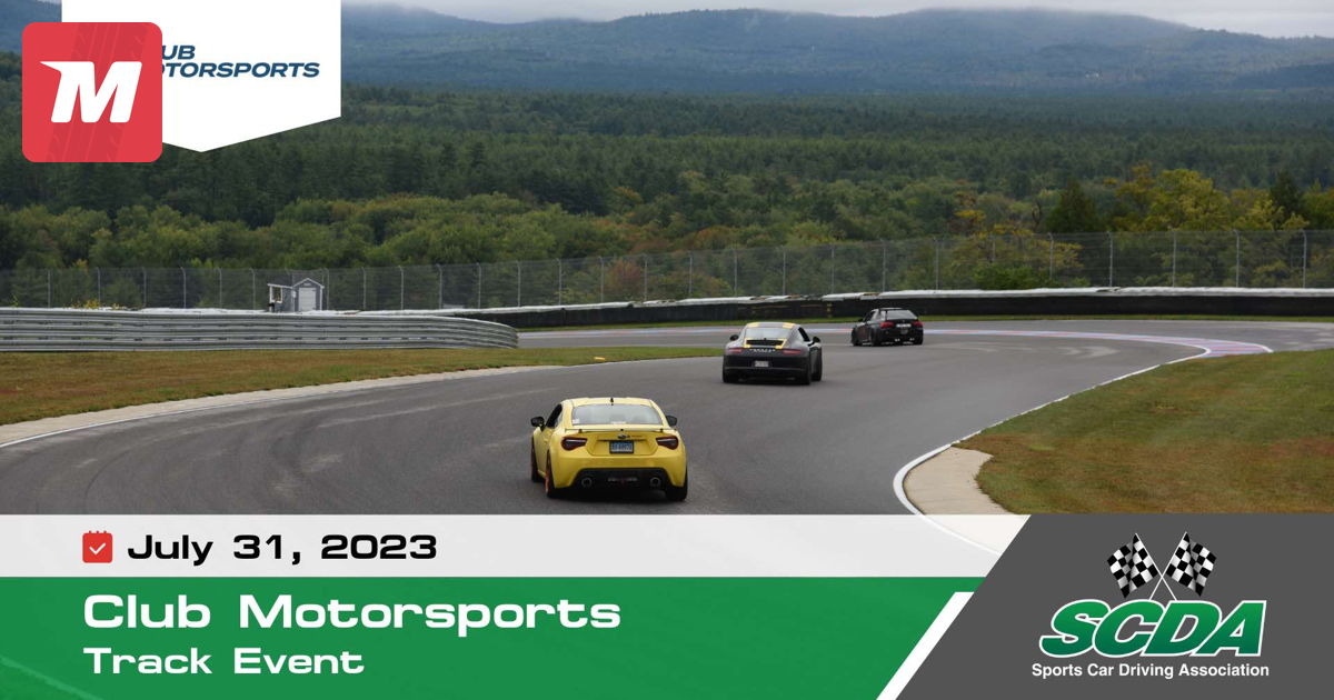 SCDA Club Motorsports Track Day 7/31/23 requirements on Jul 31, 2023