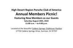 HDRPCA Annual Picnic - New Member Registration