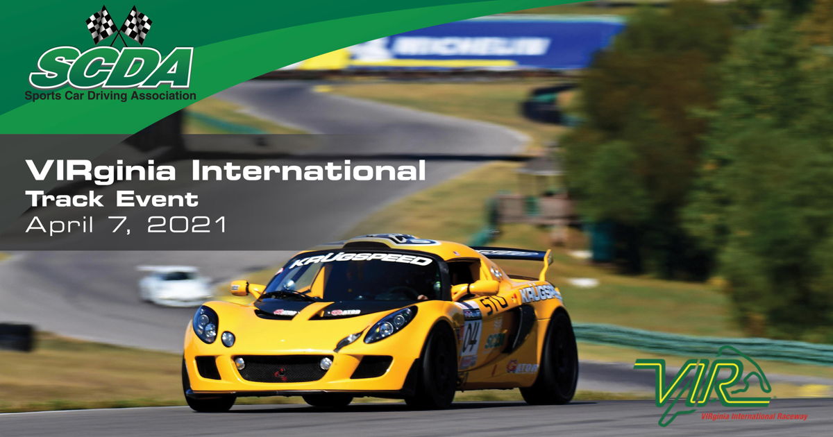 SCDA VIRginia Int'l Raceway Track Day April 7th info on Apr 7, 2021