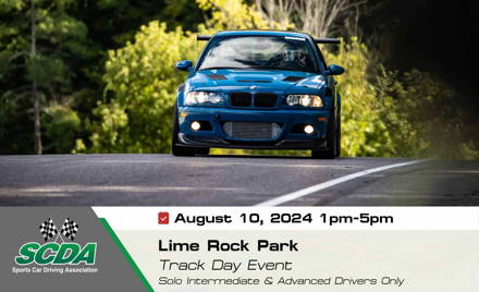 SCDA- Lime Rock Park Track Day Event 8/10/24 1-5pm