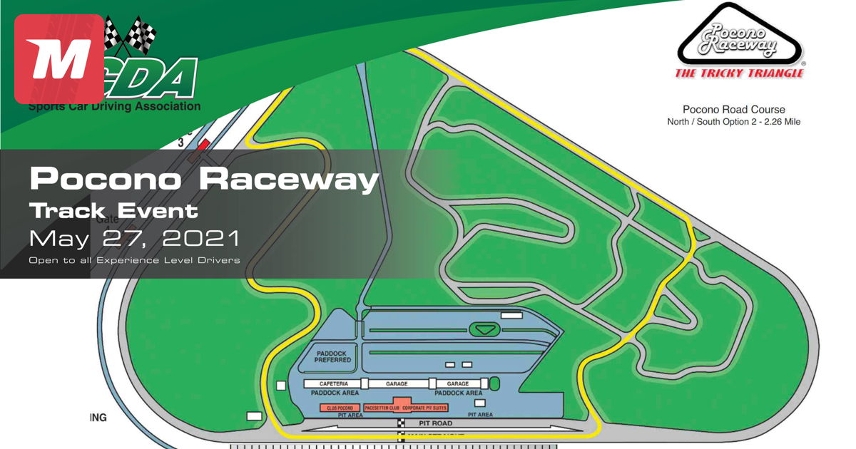 SCDA- Pocono Raceway- Track Day- May 27th info on May 27 ...