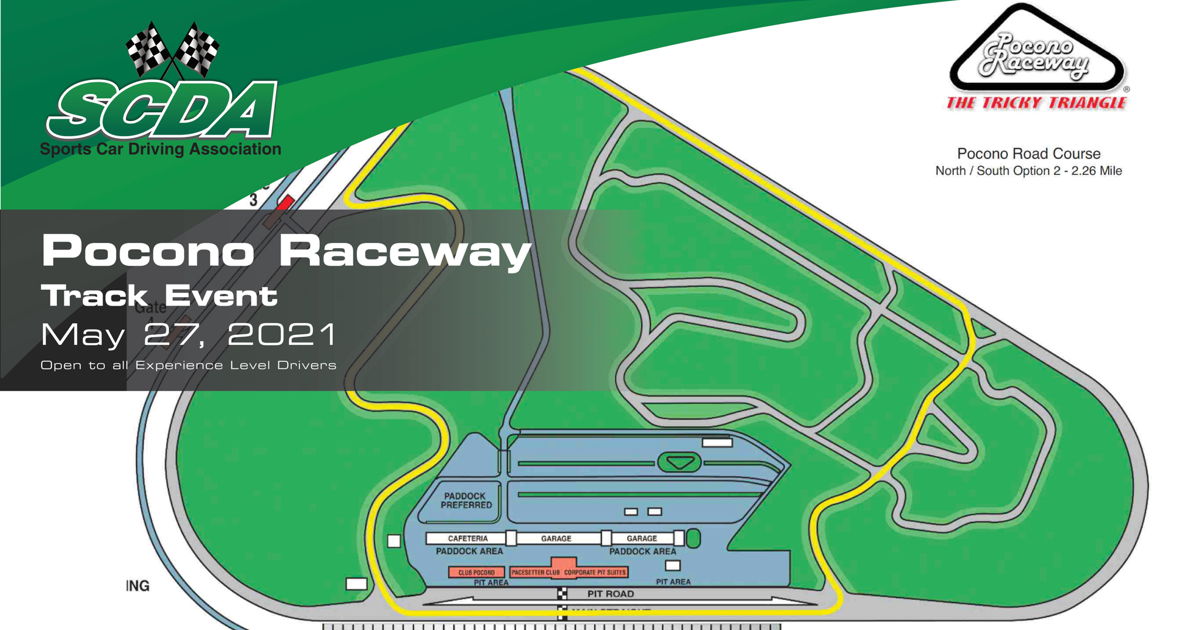 SCDA Pocono Raceway Track Day May 27th info on May 27, 2021 (307730