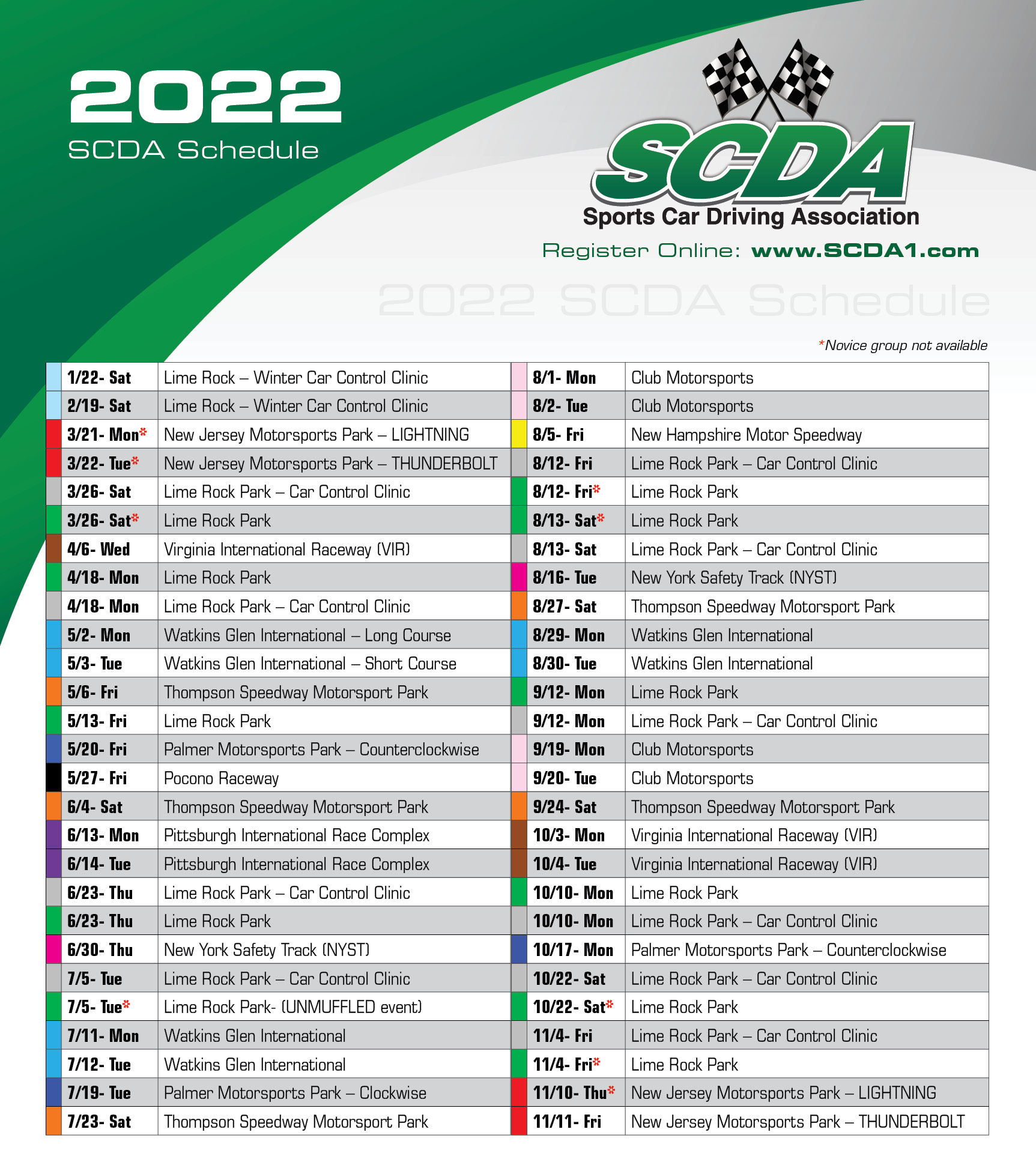 2022 SCDA Schedule